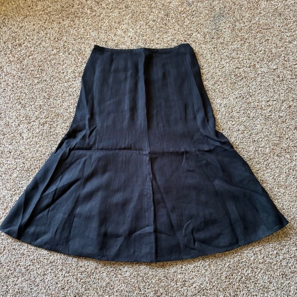 Talbots Petites 100% Irish Linen Fit and Flare Midi Womens sz 10 Gray Quiet Lux